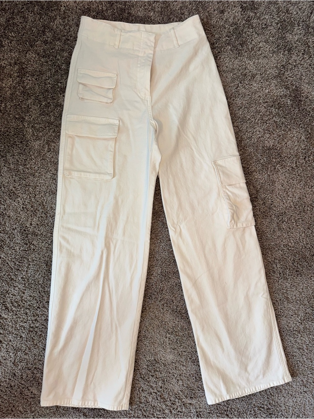 Women’s Size 6 Wilfred Free Cream Wide-Leg Cargo Trousers